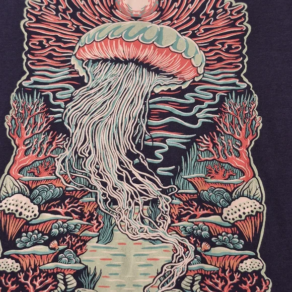 NWT Large Reel Life Sporty Beach Navy Graphic Short Sleeve T-Shirt - Picture 2 of 10